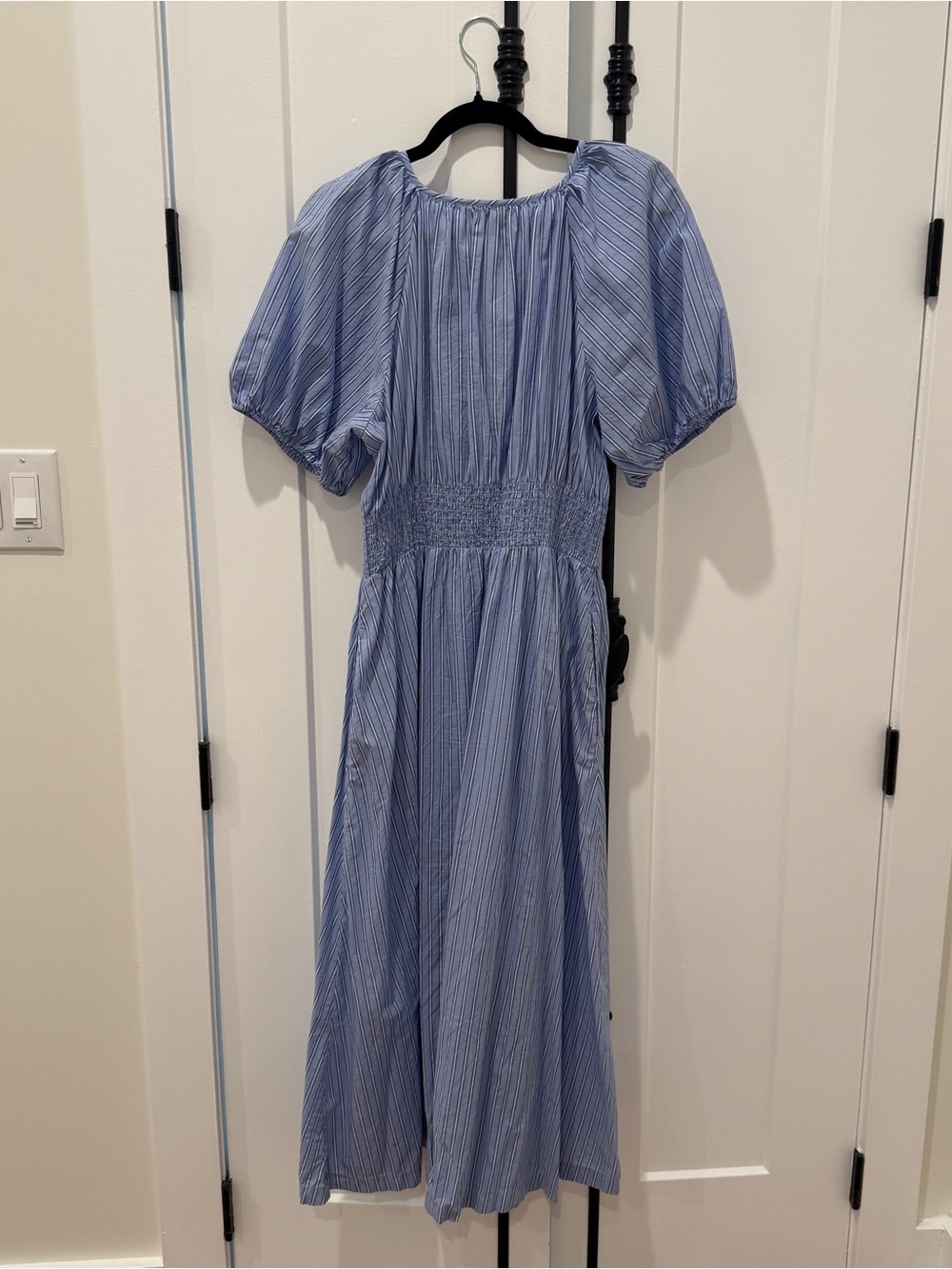 Gap - puff sleeve midi dress - blue stripe - L - Picture 5 of 6